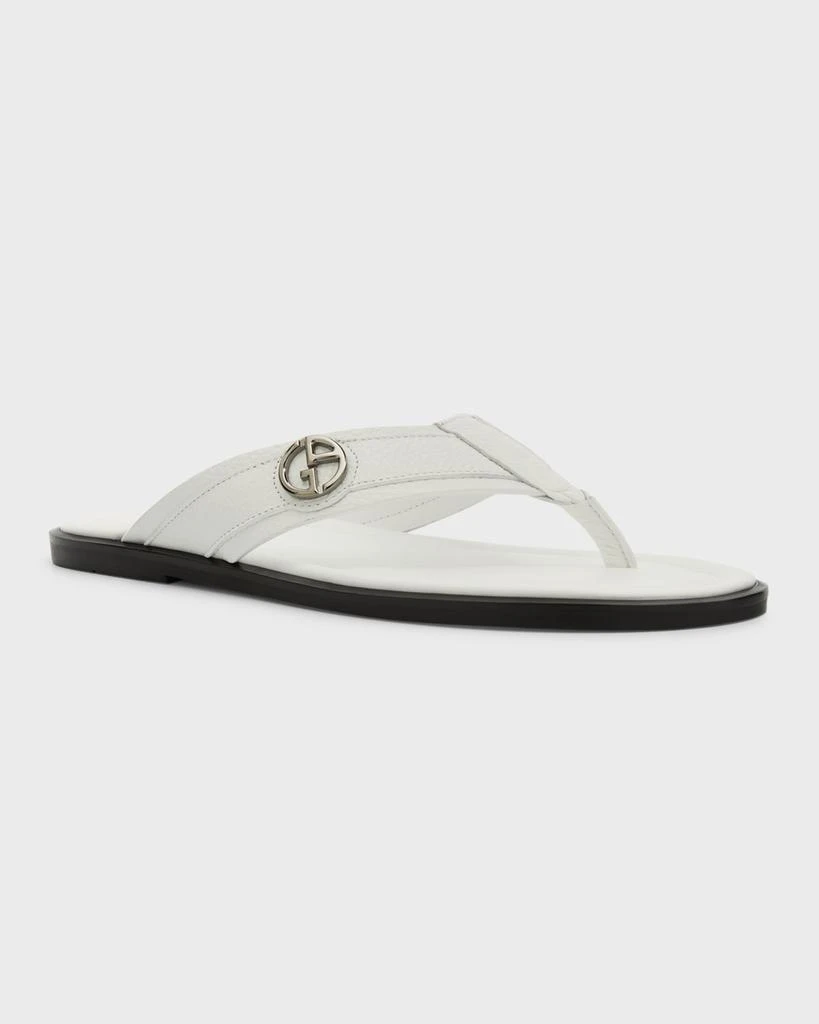 Giorgio Armani Men's GA-Logo Leather Flip Flops 3