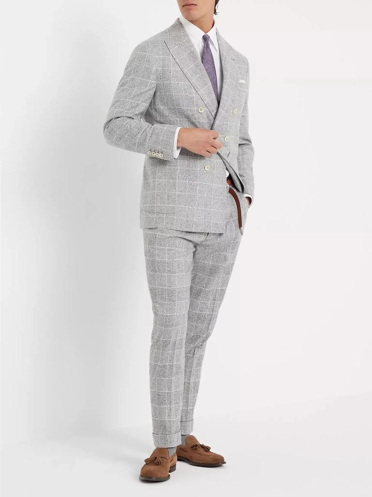 Brunello Cucinelli Prince of Wales Leisure Fit Trousers with Pleats 5