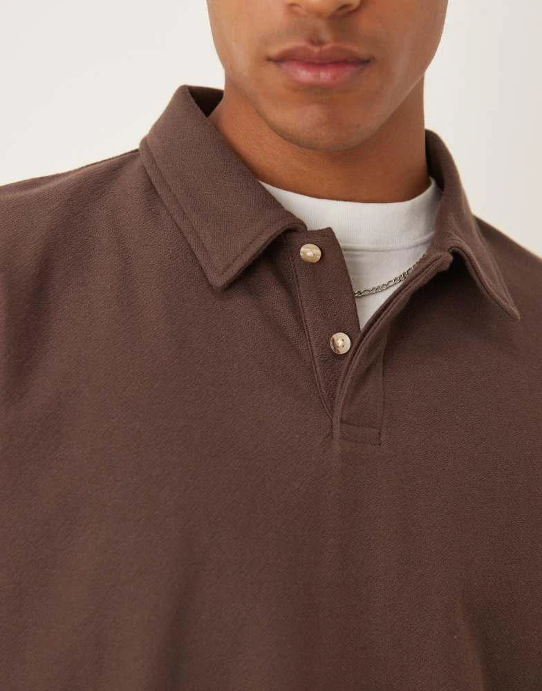 ASOS ASOS DESIGN oversized boxy polo with elasticated hem in brown 4