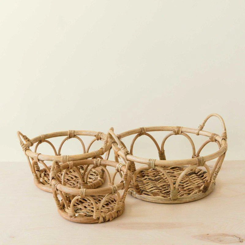 LIKHA Rattan Fruit Basket  Wicker Table Basket Set Of 3 2