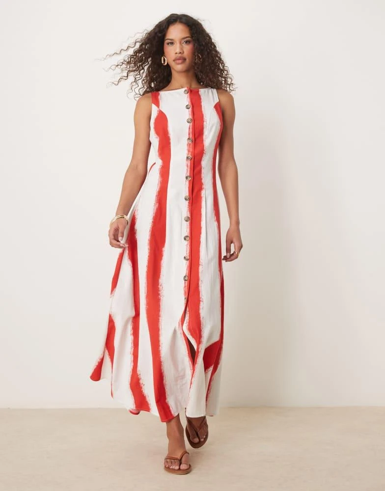 asos red stripe dress ASOS DESIGN halter maxi dress with bow detail in red stripe