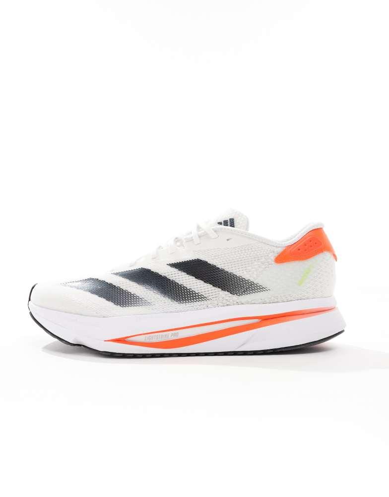 ADIZERO SL２ ホワイト/オレンジ Adidas adidas Running Adizero SL2 trainers in white and