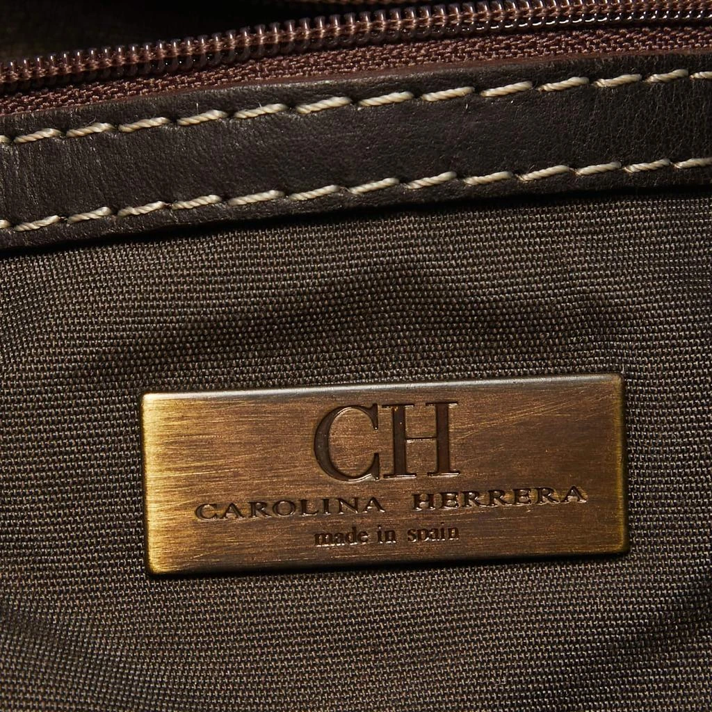 Carolina Herrera Carolina Herrera Brown/Beige Canvas and Leather Shopper Tote 10