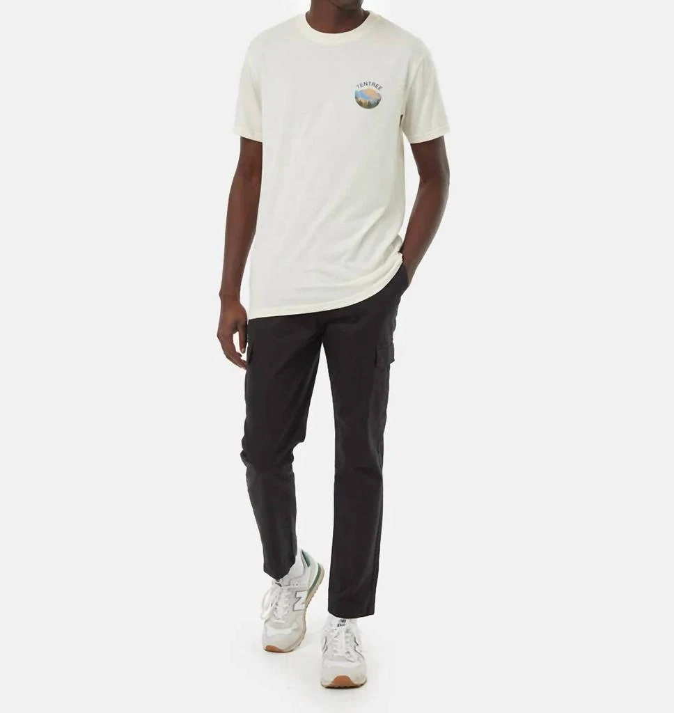 tentree Mens Graphic Mountain T-Shirt In Vintage White Parisian Blue 4