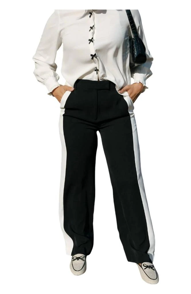 lalavon Colorblock Pants In Black/white 1