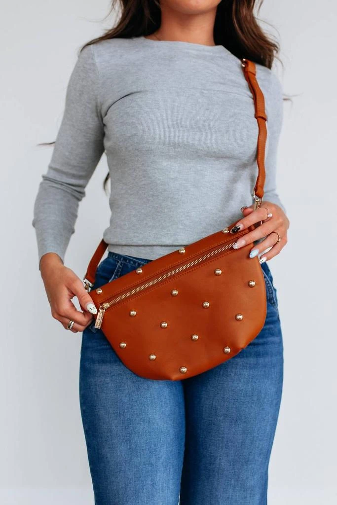 Pretty Simple Women
s Studded Westlyn Bum Bag In Camel