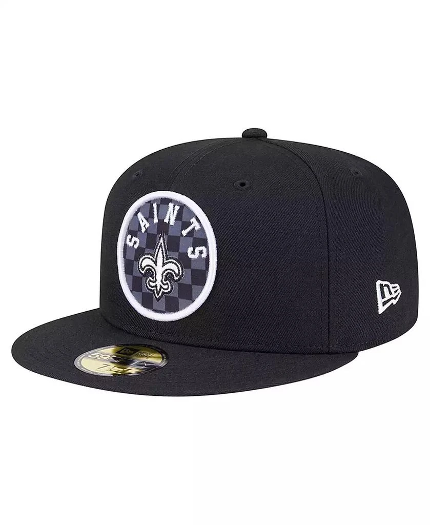 New Era Men's Black New Orleans Saints Checkered 59FIFTY Fitted Hat 1