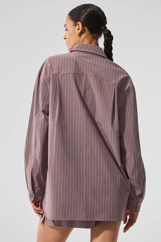 Alo Pinstripe Daylight Button Down Long Sleeve - Mushroom/Ivory 2
