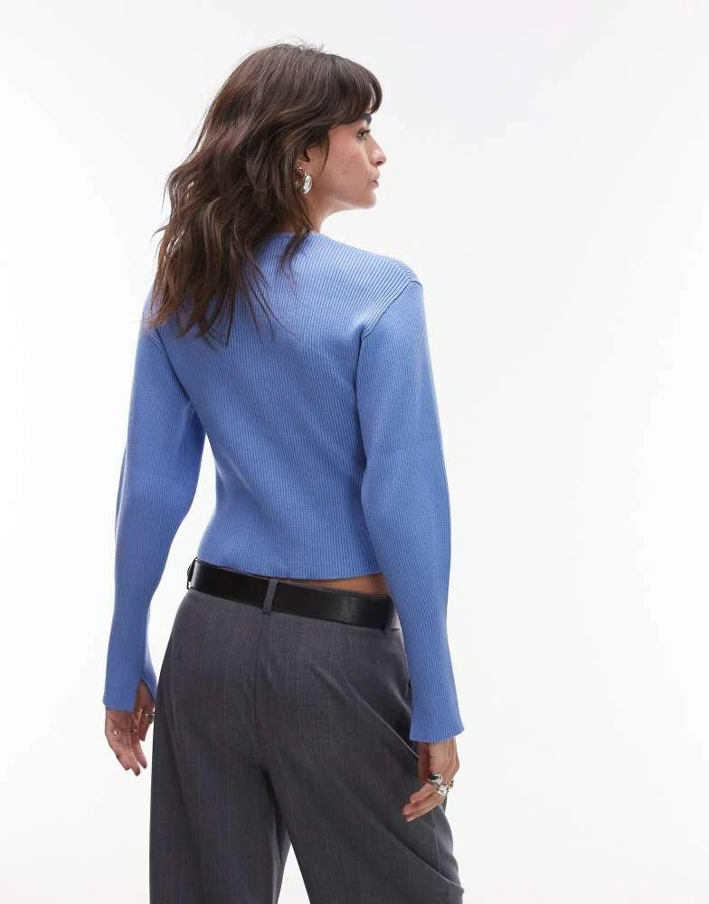 & Other Stories & Other Stories compact cardigan with split cuffs and sculptural sleeves in blue 4