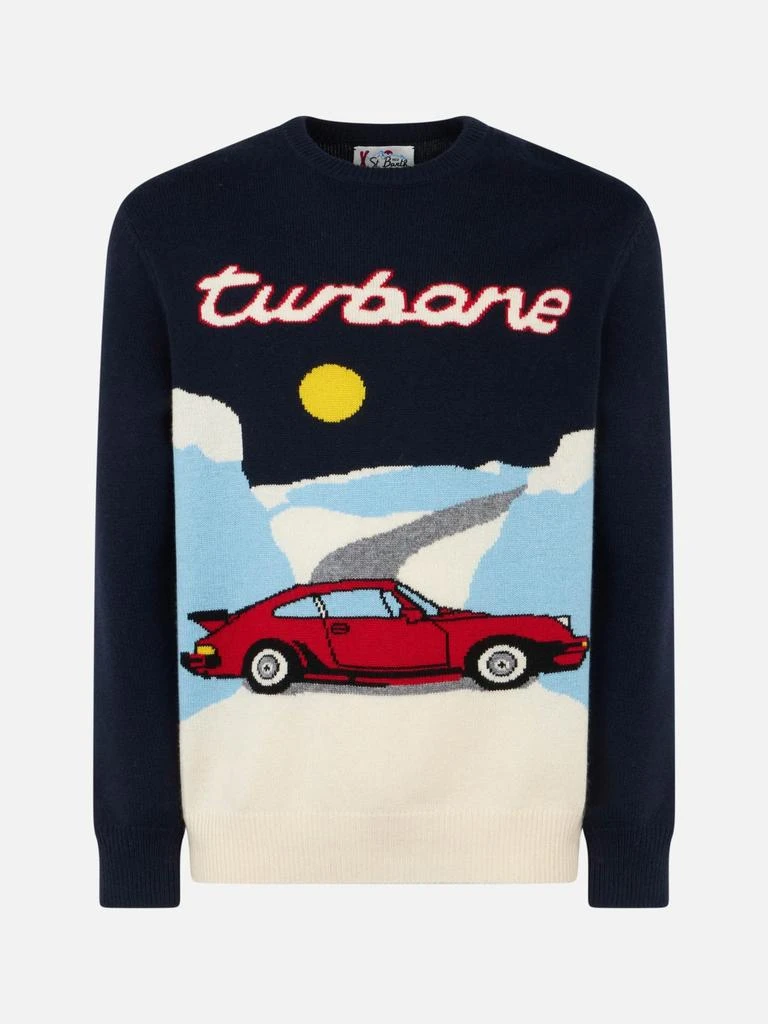 Mc2 Saint Barth Man Crewneck Sweater With Turbone Jacquard Print 1