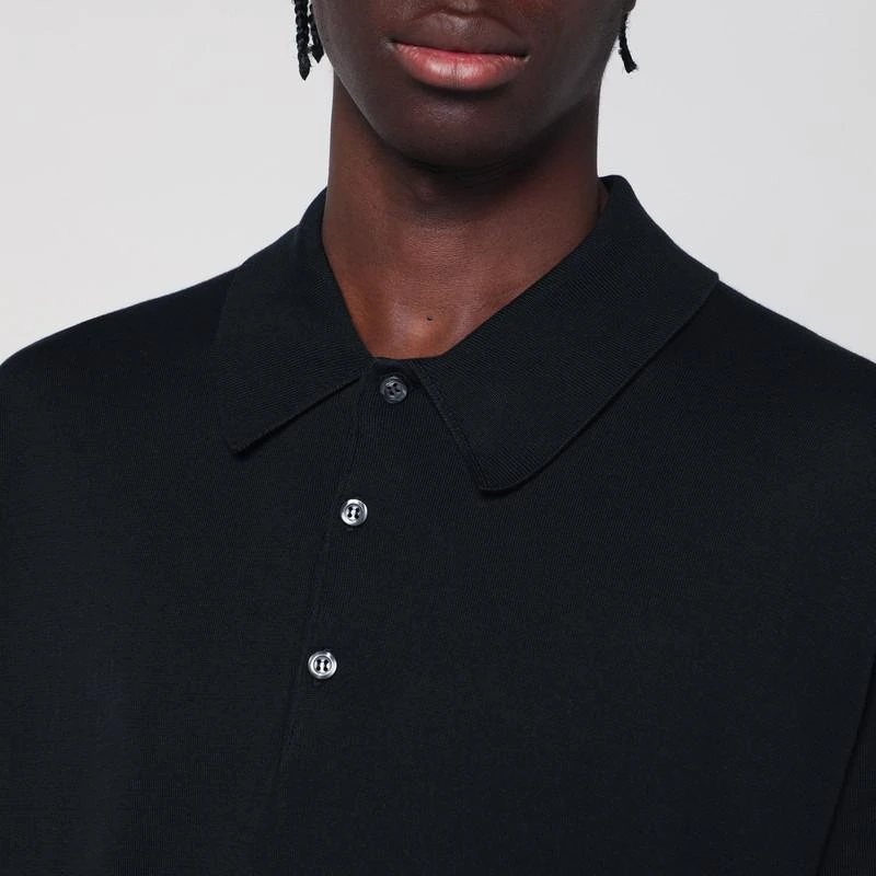 John Smedley Black Isis polo in cotton 4
