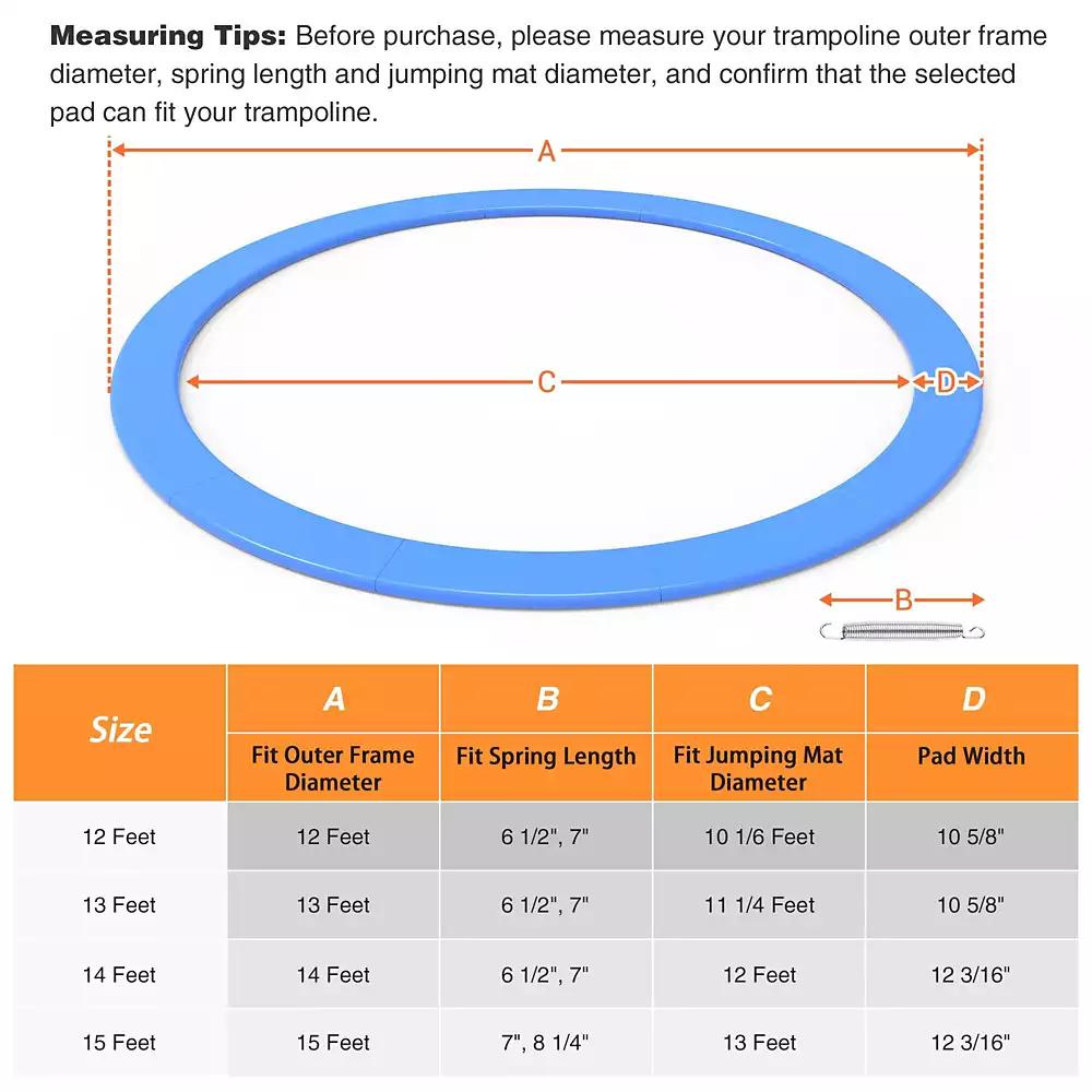 Yescom Trampoline Mat
Pad Replacement Kit with 72 V-Hooks Fits 12 ft Trampoline Frame