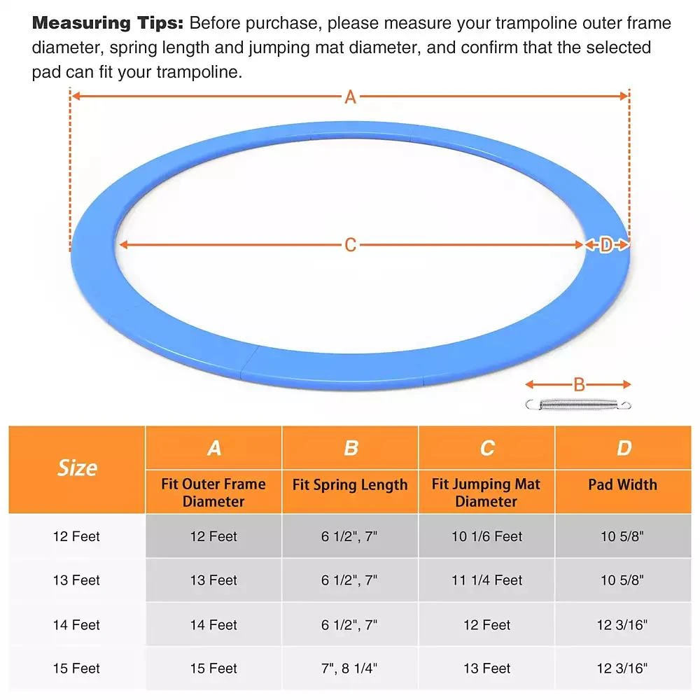 Yescom Trampoline Mat 
Pad Replacement Kit with 72 V-Hooks Fits 12 ft Trampoline Frame 2