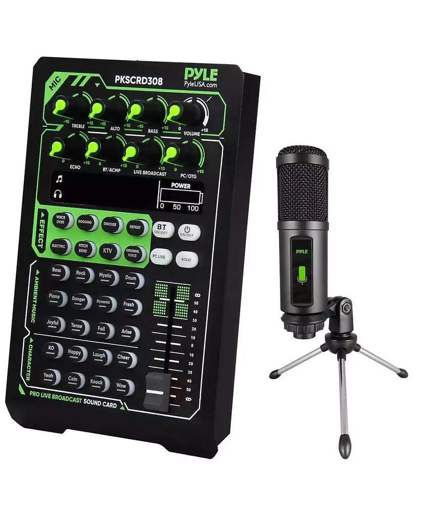 Pyle Pro Live Broadcast Sound Card Kit with Condenser Microphone