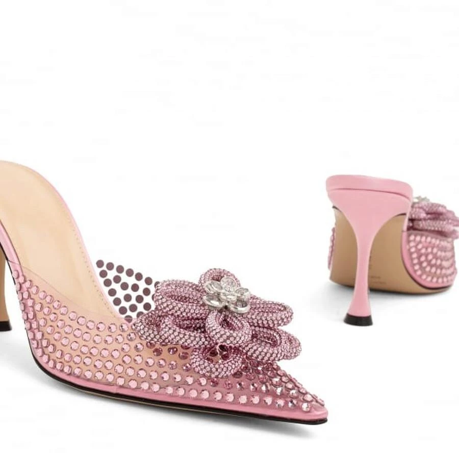 Mach & Mach Carrie 85 Crystal Flower PVC Mules 3