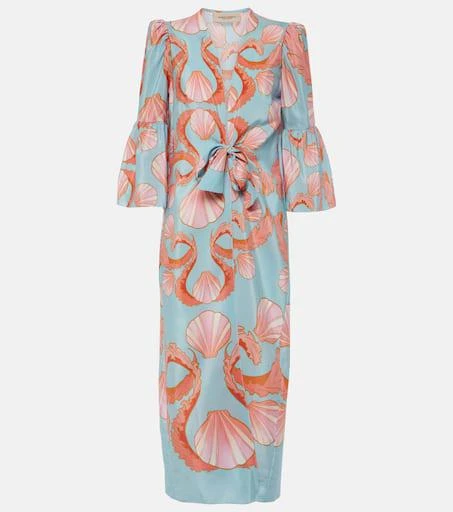 Adriana Degreas Printed gathered silk midi dress 1