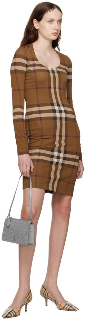 Burberry Brown Exaggerated Check Midi Dress 4