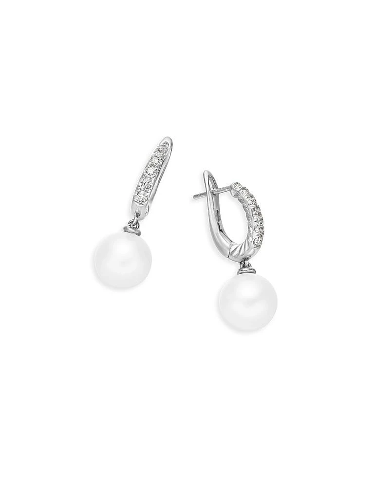 David Yurman Pearl and Pavé Drop Earrings in Sterling Silver with Pearls and Diamonds, 15.6mm 6