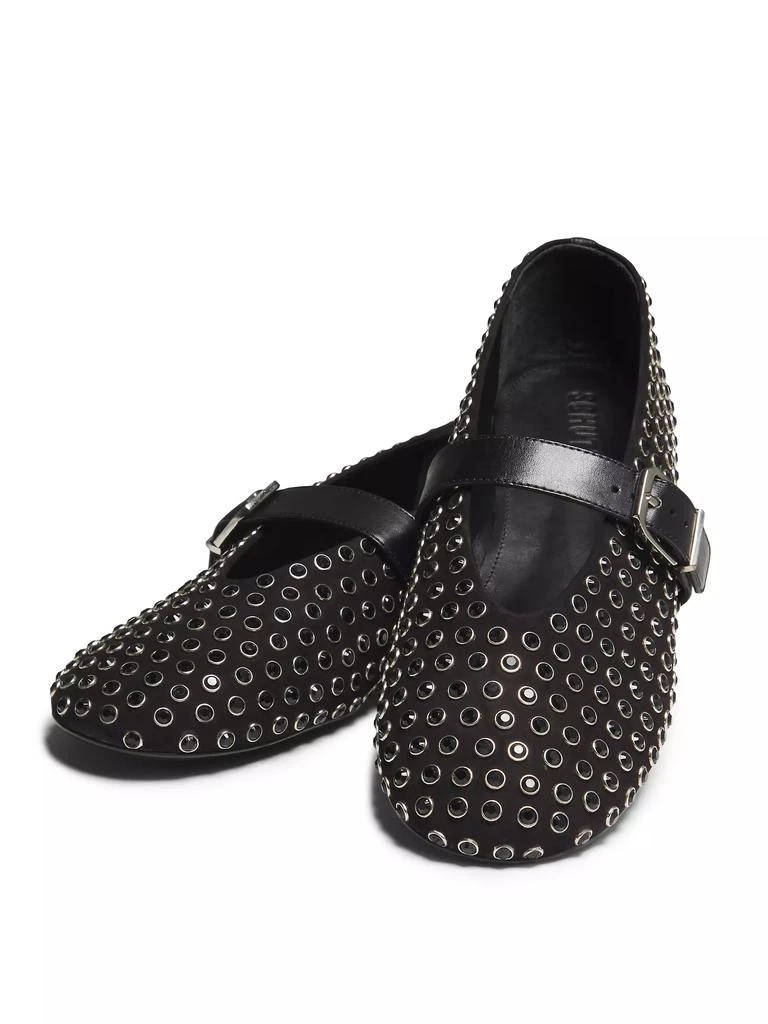 Schutz Eiza Shine Studded Nubuck Ballet Flats 2
