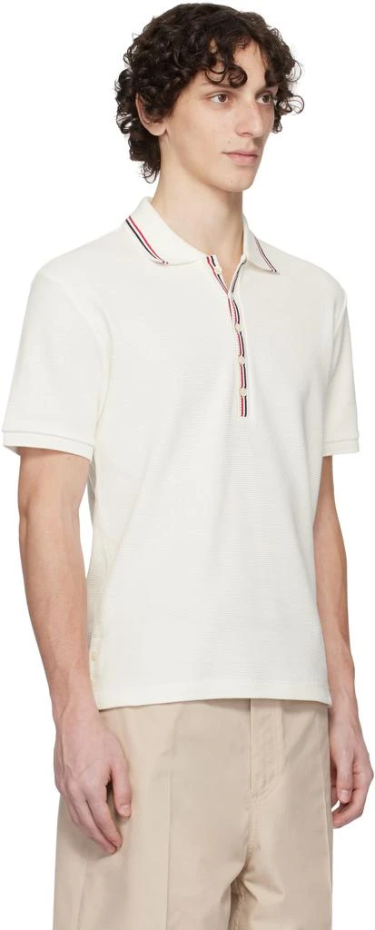 Thom Browne Off-White Cotton Waffle Rib Cuff Polo 2