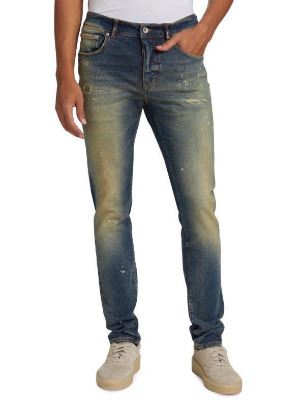 Purple Brand Acid Wash Distressed Skinny Jeans