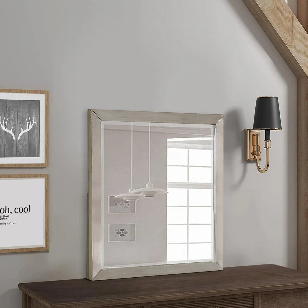 Hivvago Bran 36 x 36 Modern Square Dresser Mirror, Pine Wood, Light Brown