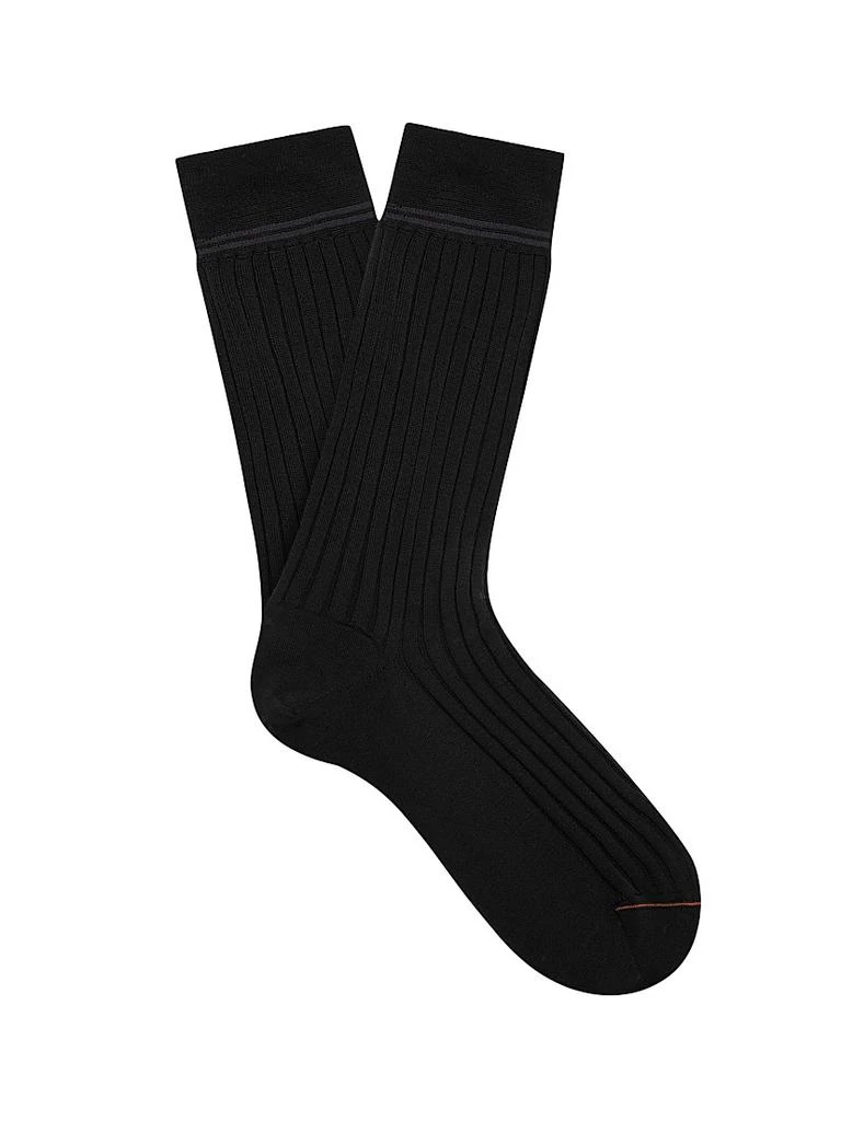 Zegna Ribbed Mid-Calf Scottish Iisle Cotton Socks