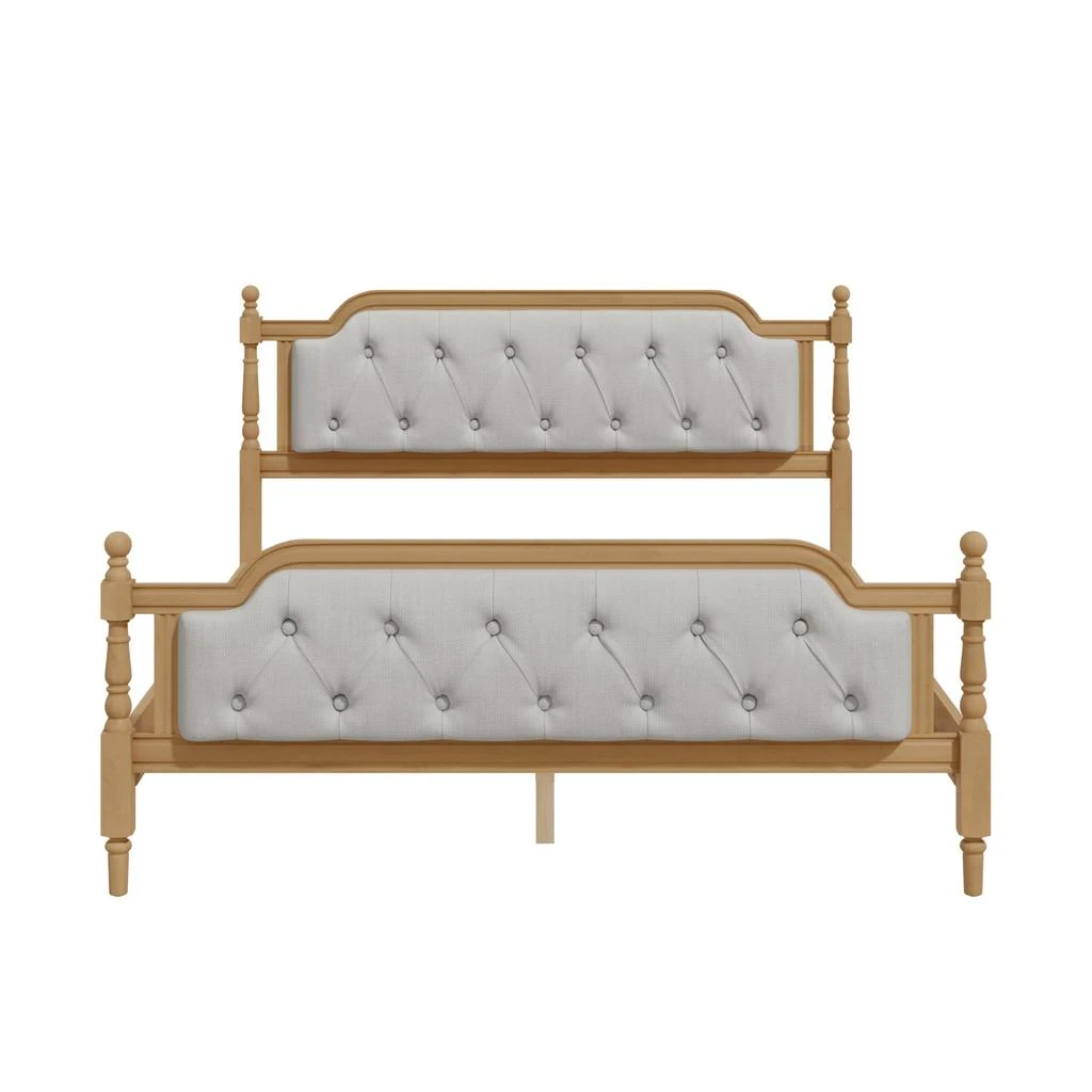 Streamdale Furniture Streamdale Antique Walnut Queen Bed, Tufted Headboard 4