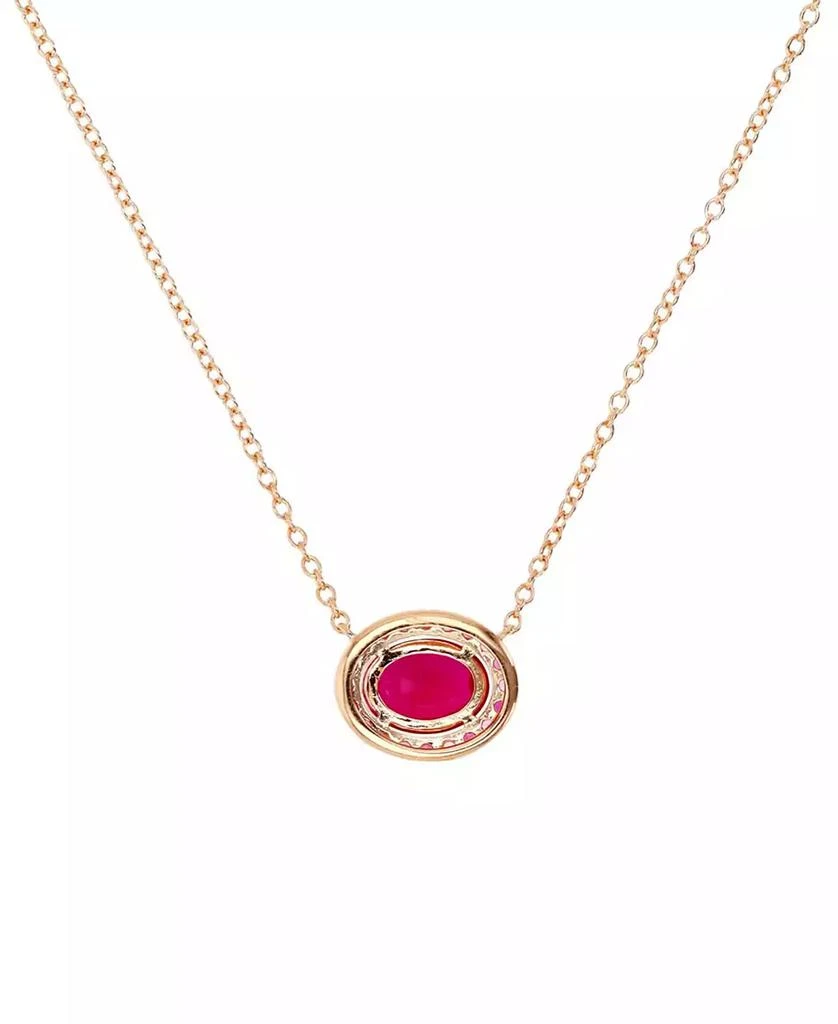 Macy's Lab-Grown Ruby (1-7/8 ct. t.w.) & Lab-Grown Pink Sapphire (1/10 ct. t.w.) Oval Halo 18" Pendant Necklace in 14k Rose Gold-Plated Sterling Silver 3