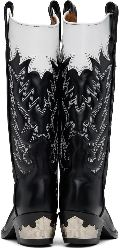Toga Pulla Black 
White Hard Leather Tall Boots 2