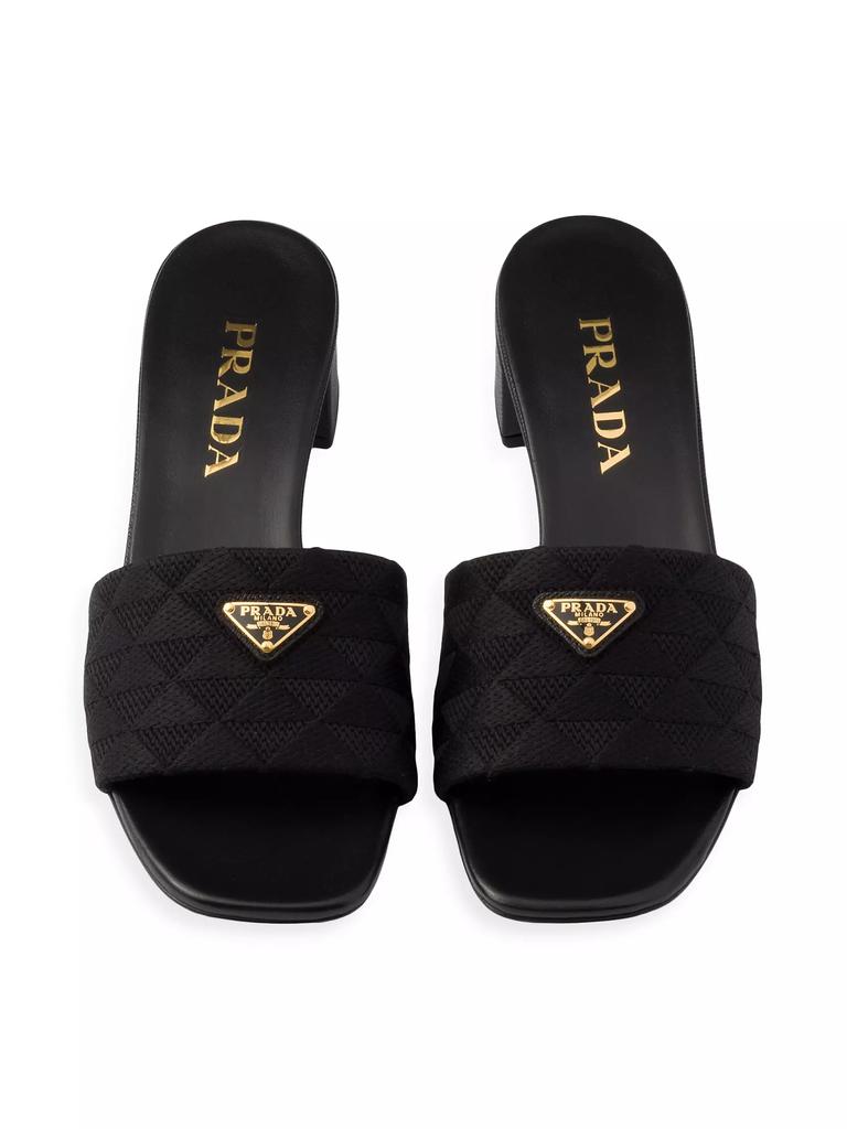 Prada Embroidered Fabric Slides