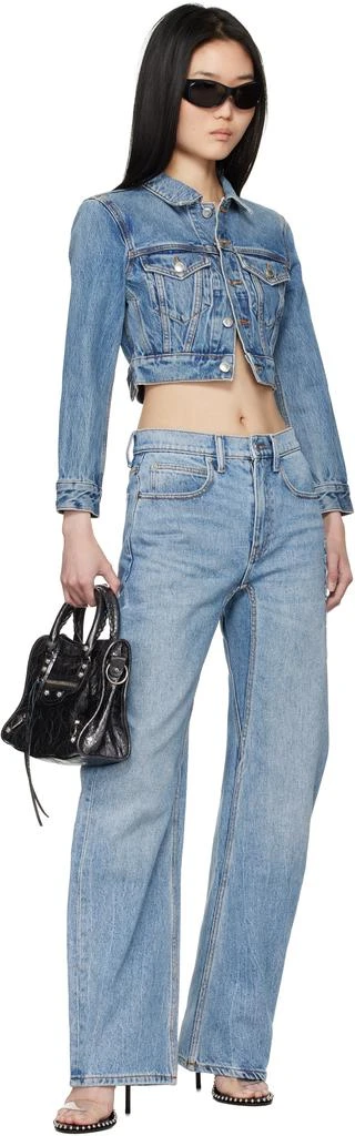 Alexander Wang Blue Shrunken Denim Trucker Jacket 4