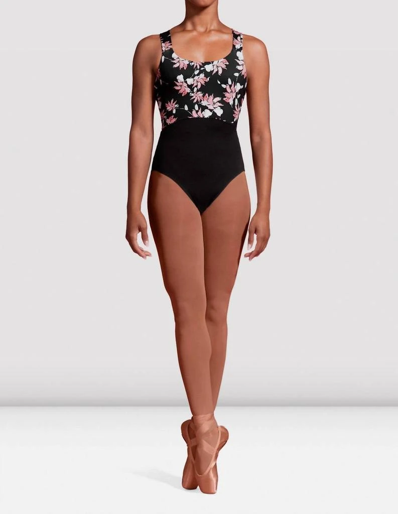 Bloch Ladies Mirella Jardin Wide Strap Leotard In Black Floral