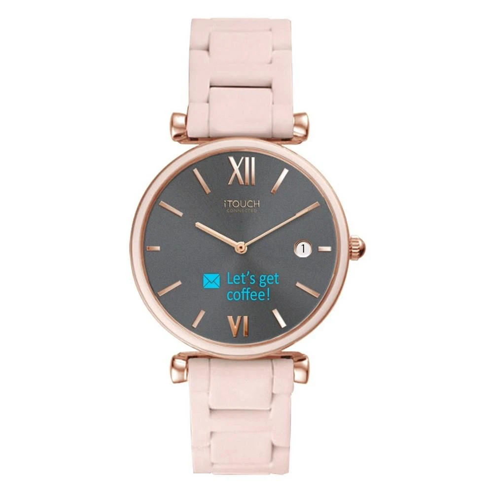 iTouch Connected Women's Hybrid Smartwatch Fitness Tracker: Rose Gold Case with Blush Metal Strap 38mm 1