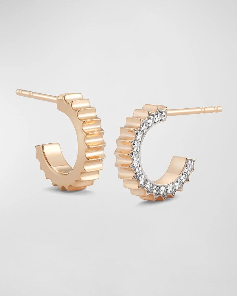 Walters Faith Clive Rose Gold Fluted Huggie Earrings with White Rhodium Diamond Edges 1