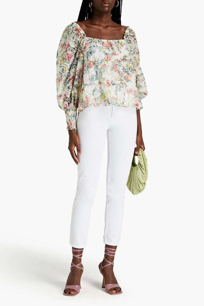 Alice + Olivia Rowa floral-print broderie anglaise chiffon blouse 2