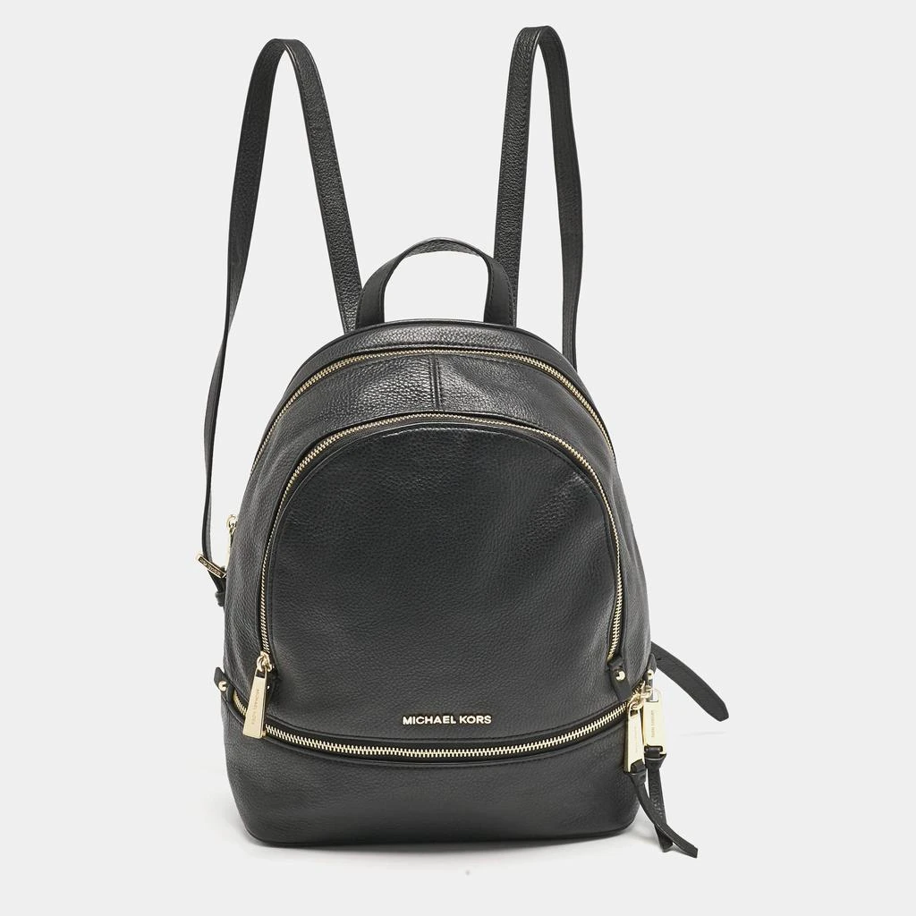 Shop Michael Kors Black Leather Small Rhea Backpack on Sale  display picture 1