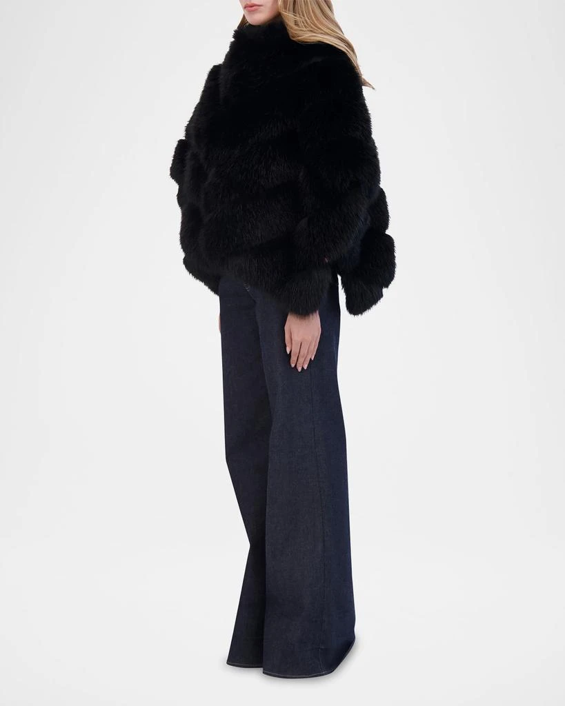 Theia Chevron Fox-Like Faux Fur Cape 3