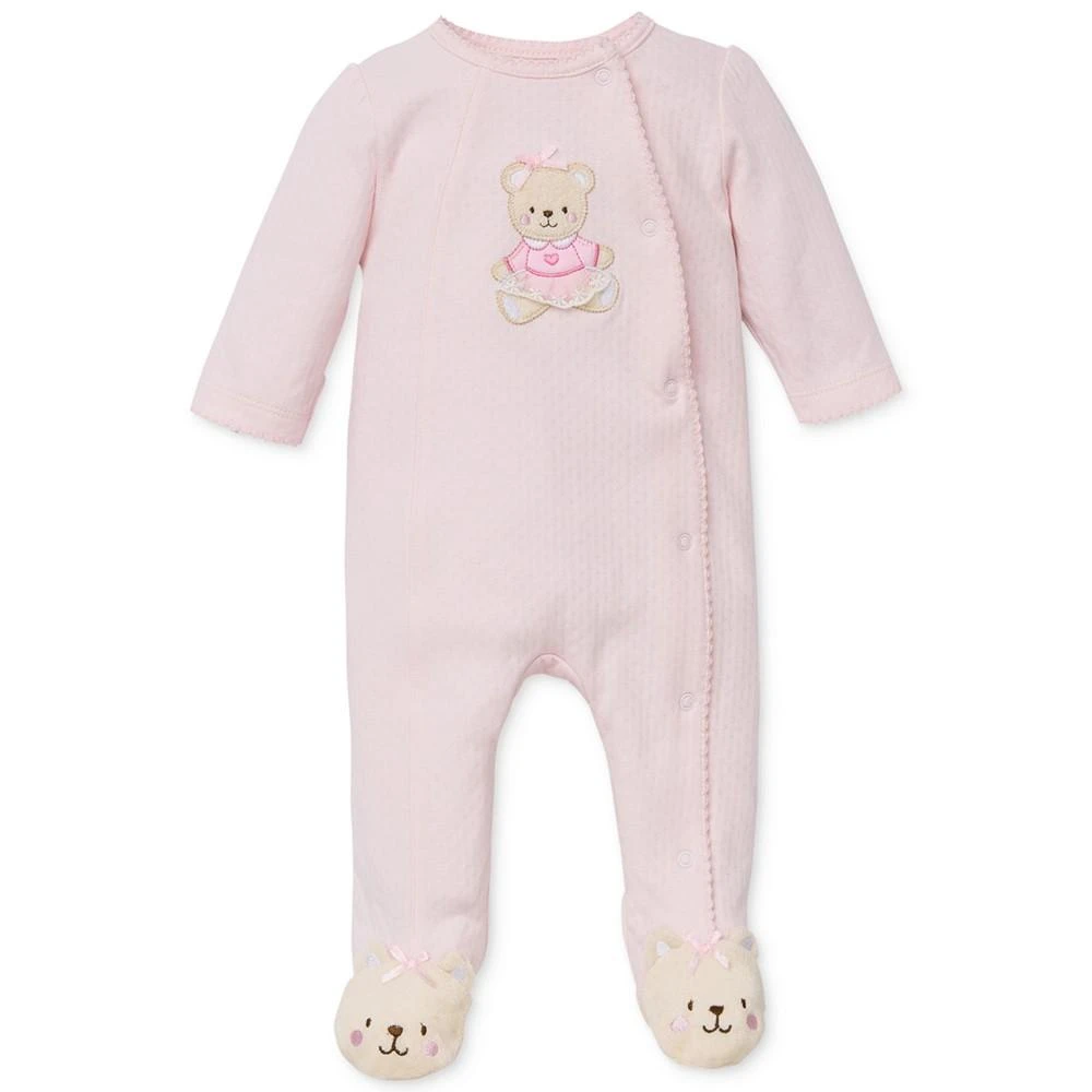 Little Me Baby Girls Sweet Bear Footed Snap Coverall 1