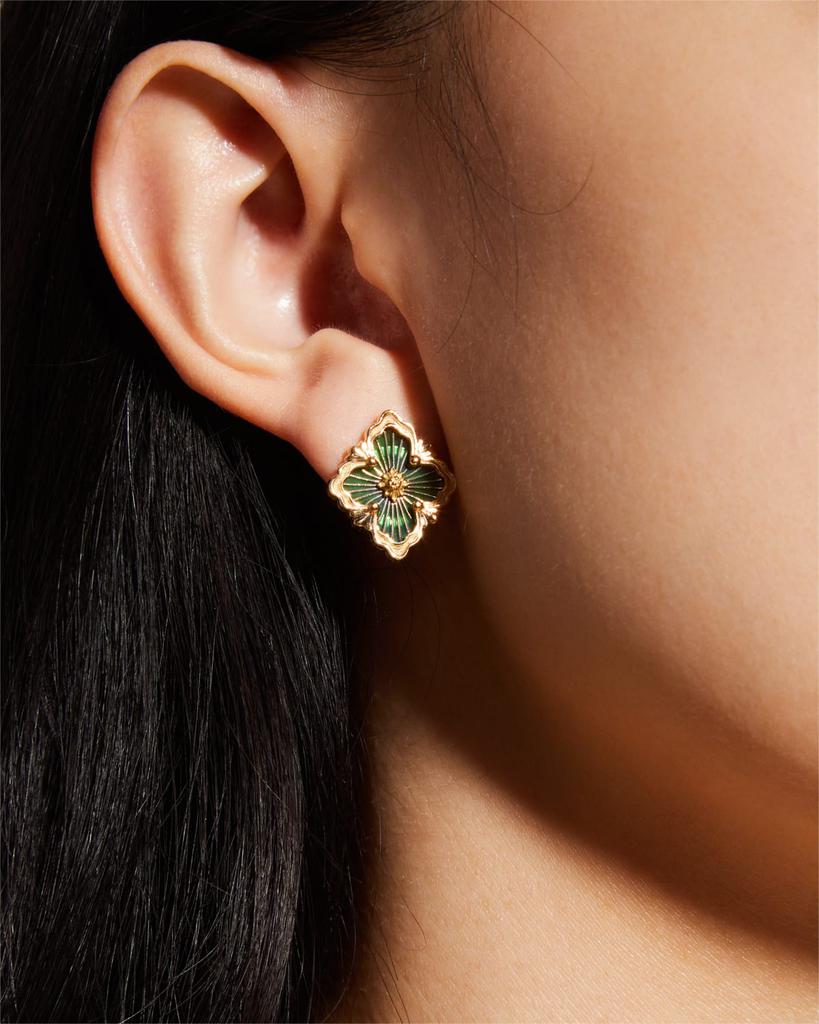 Buccellati Opera Tulle 18K Green Enamel Earrings