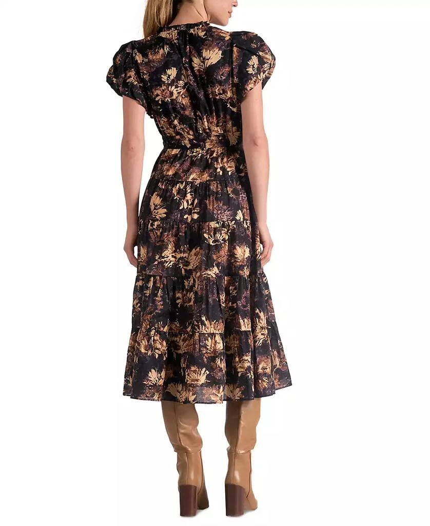 Elan Women's Cotton Printed-Voile Tie-Waist Midi Dress 2