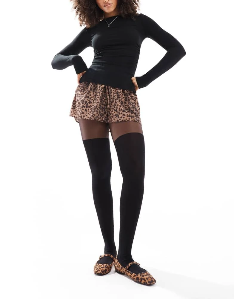 ASOS ASOS DESIGN mock over the knee tights with bum and tum support in black - 1