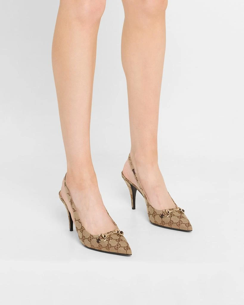 Gucci Erin GG Canvas Bit Slingback Pumps 2