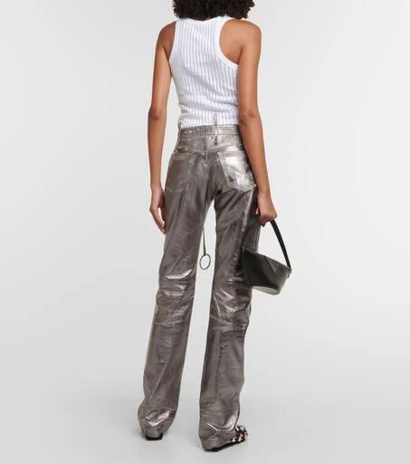 The Attico Metallic leather straight pants 3