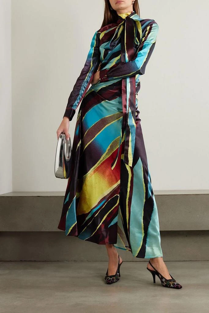 knee length dresses for ladies SILK WIGGLE DOT SARONG GOWN  Christopher John Rogers