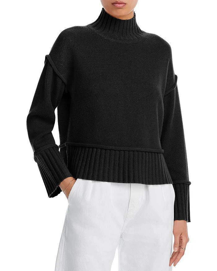AQUA Boxy Mock Neck Cashmere Sweater - Exclusive 1