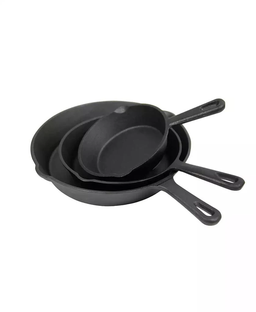 Stansport Pre-Seasoned Cast Iron Skillets - 3 Piece Set