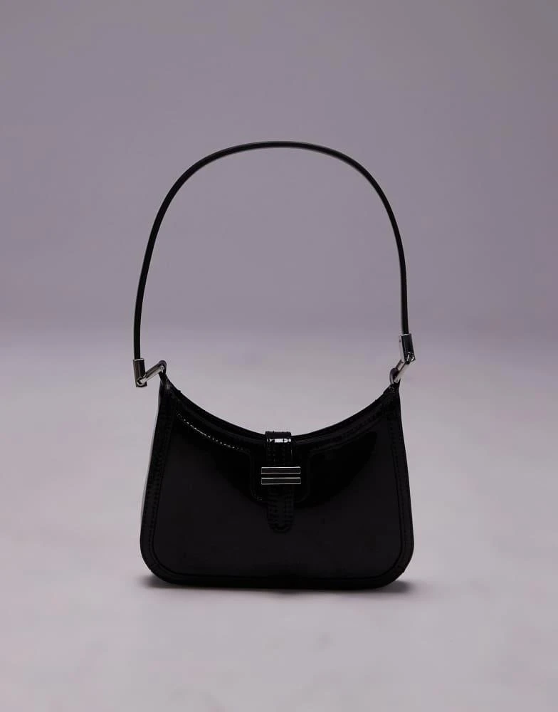Mango Mango shiny shoulder bag in black 3
