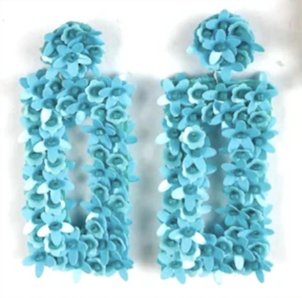 ALLIE BEADS Mini Flower Bar Earrings In Turqouise 1