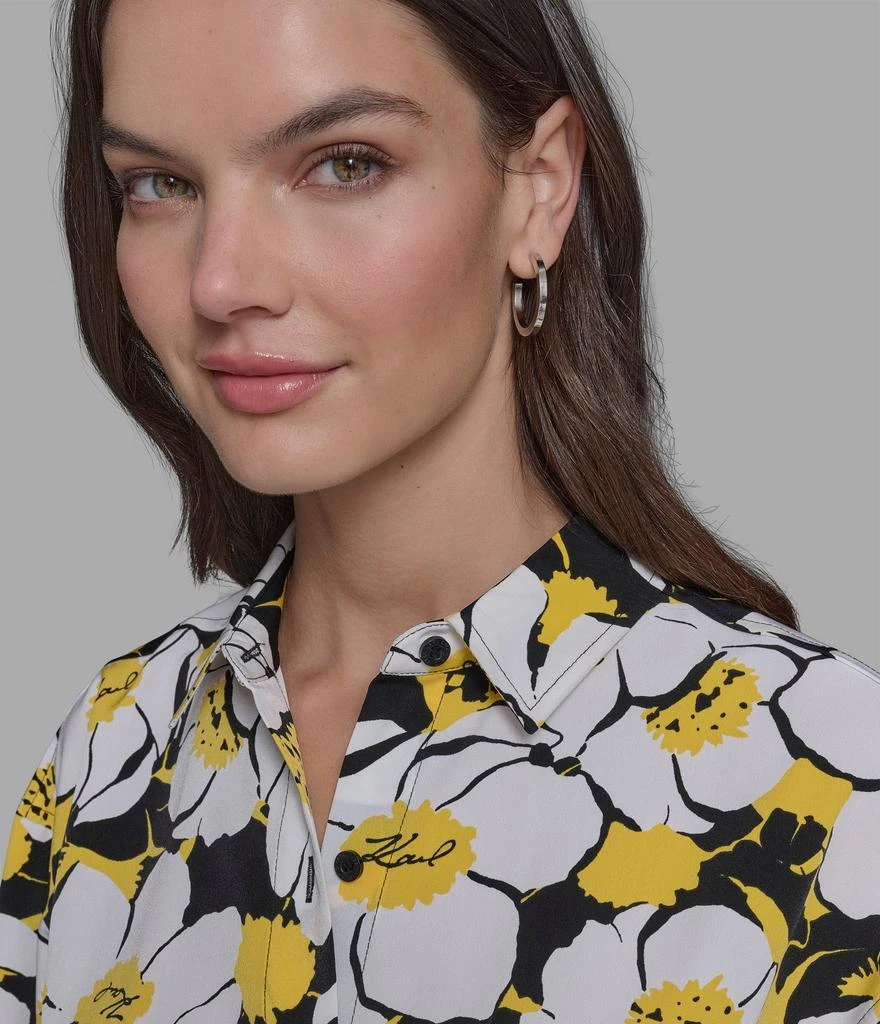 Karl Lagerfeld Paris DAFFODIL SILKY BUTTON DOWN BLOUSE 4